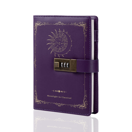 Zodiac Leather Lock Journal - B6 - Ruled - Purple
