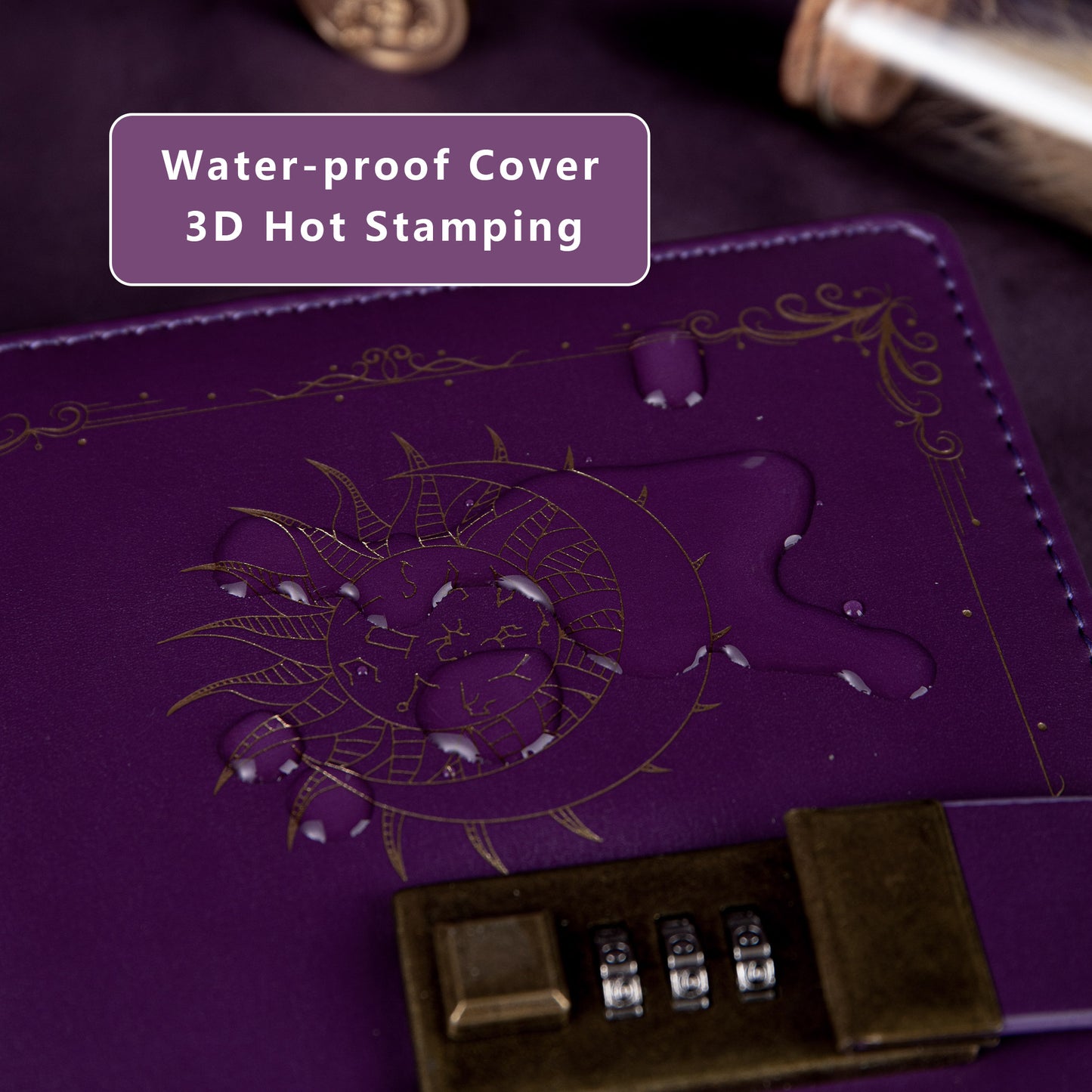 Zodiac Leather Lock Journal - B6 - Ruled - Purple