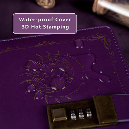 Zodiac Leather Lock Journal - B6 - Ruled - Purple