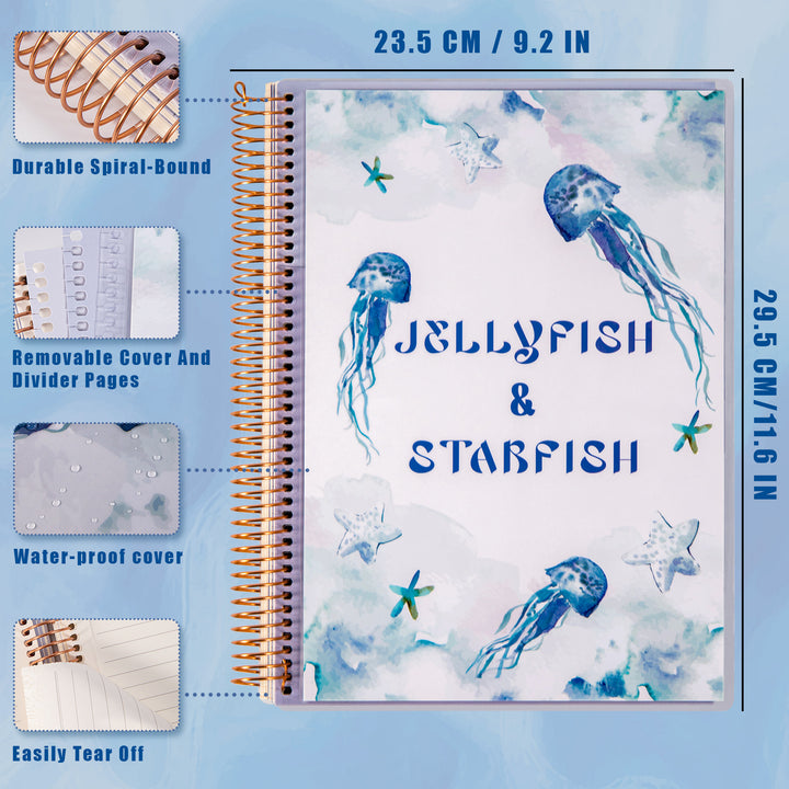 Jellyfish & Starfish Spiral Notebook - A4