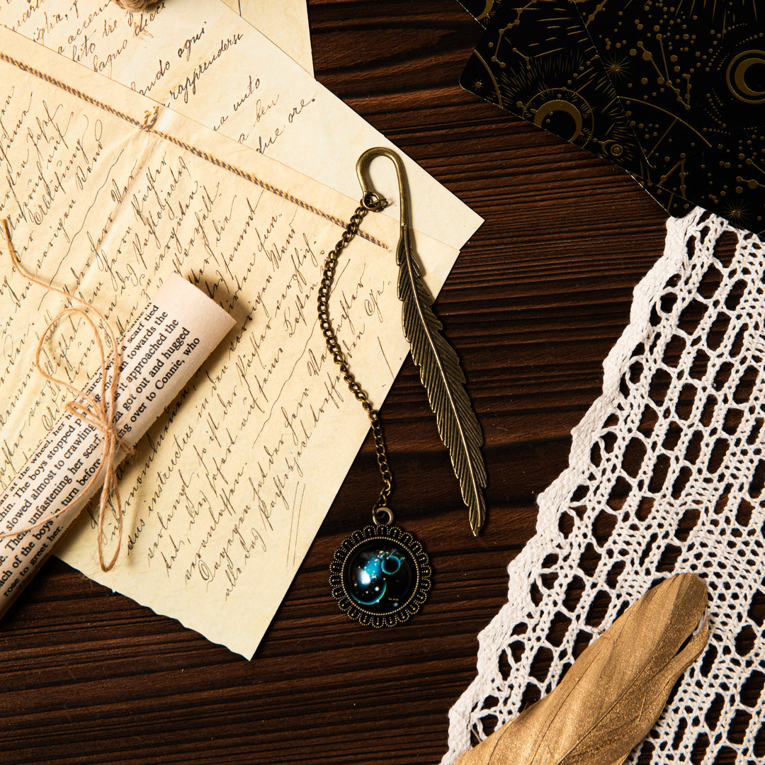 Metal Constellation Feather Bookmark - Aquarius