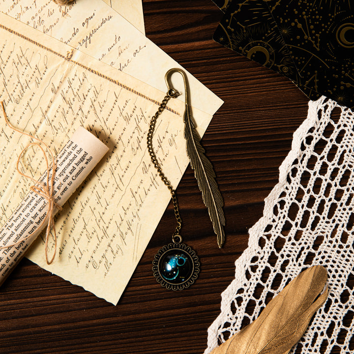 Metal Constellation Feather Bookmark - Aquarius