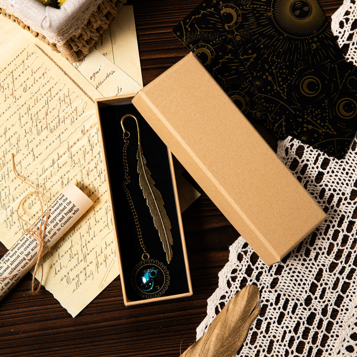 Metal Constellation Feather Bookmark - Aquarius