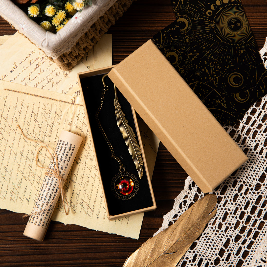 Metal Constellation Feather Bookmark - Leo