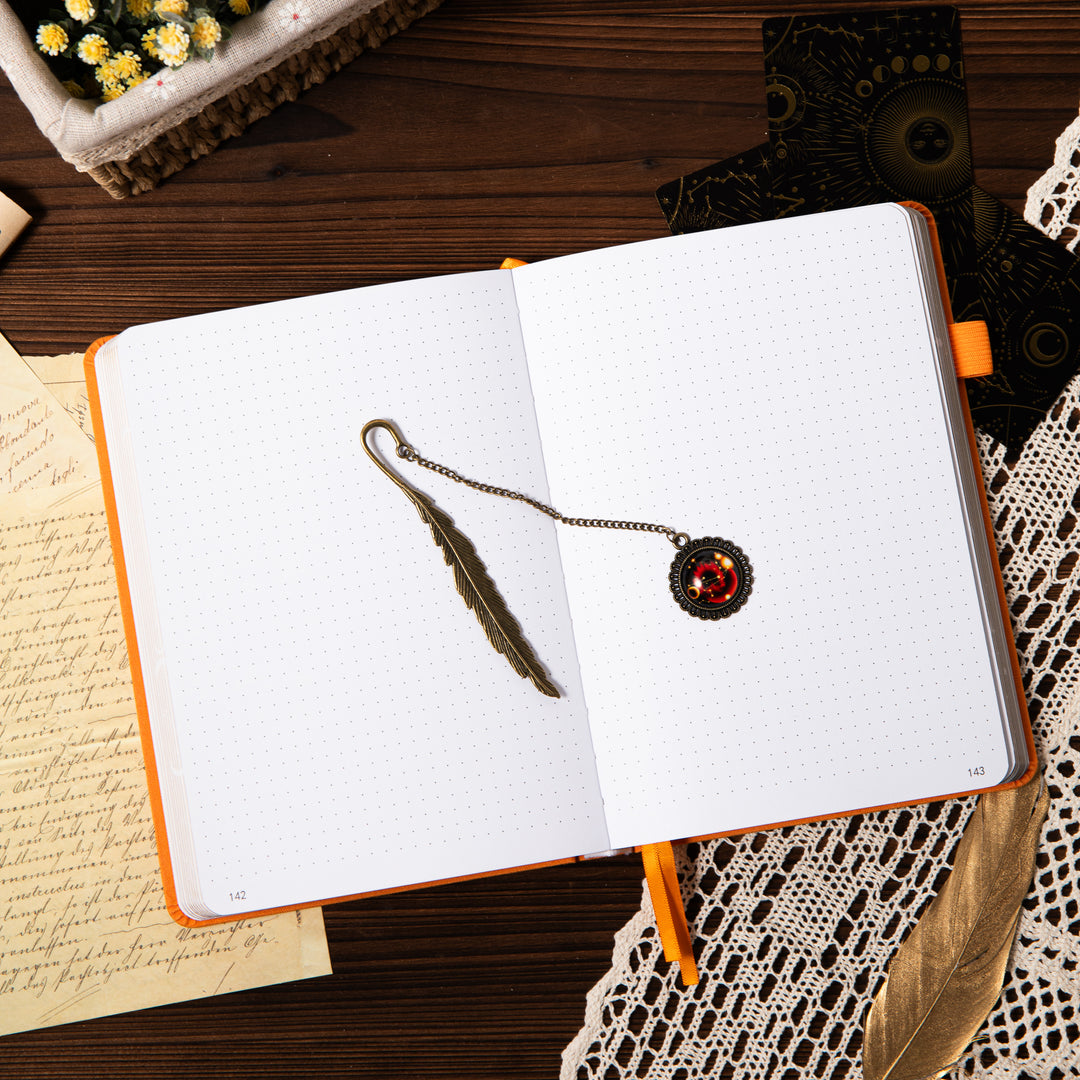 Metal Constellation Feather Bookmark - Leo