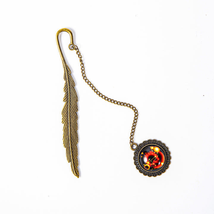 Metal Constellation Feather Bookmark - Leo