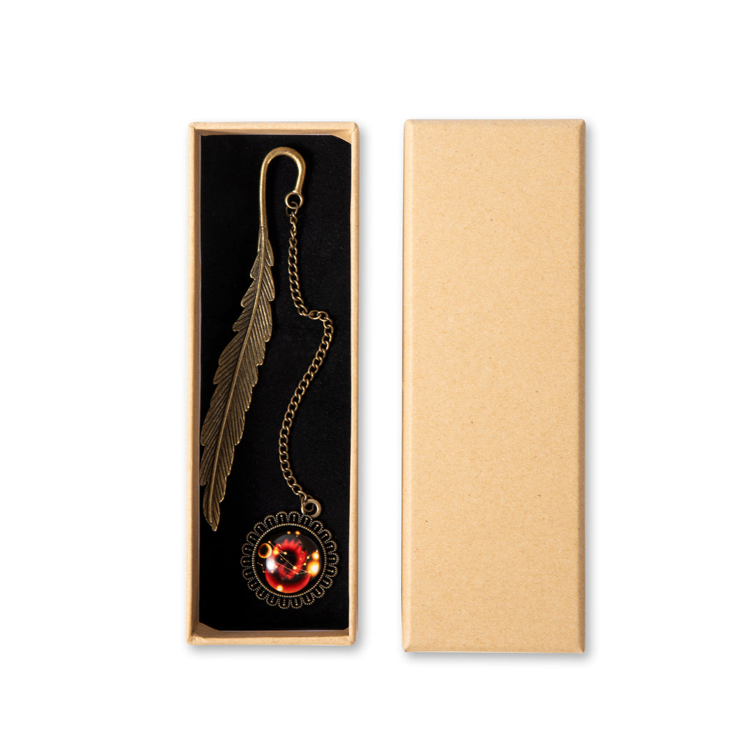 Metal Constellation Feather Bookmark - Leo