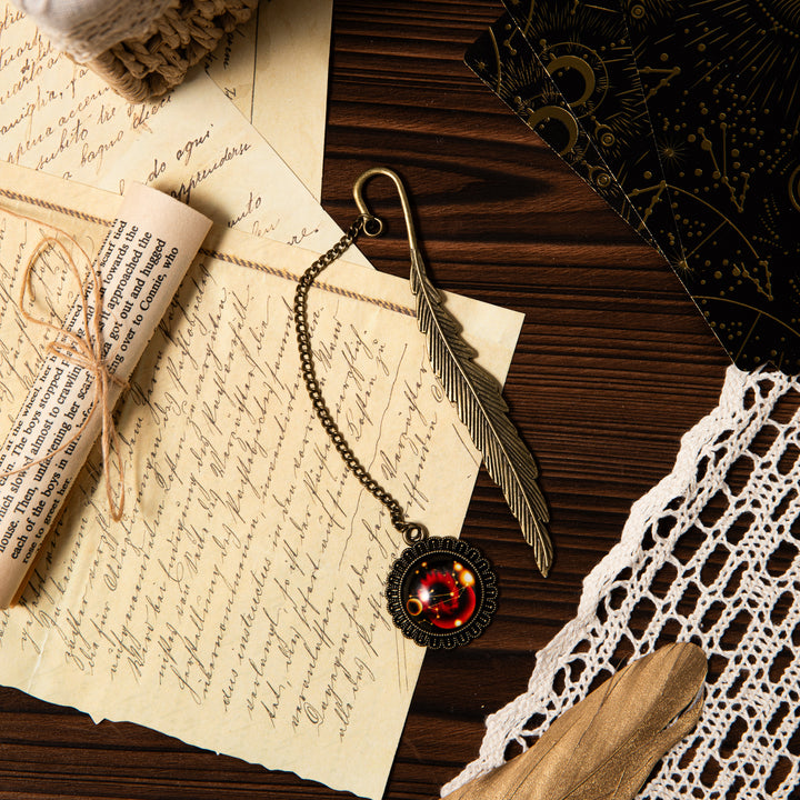 Metal Constellation Feather Bookmark - Leo