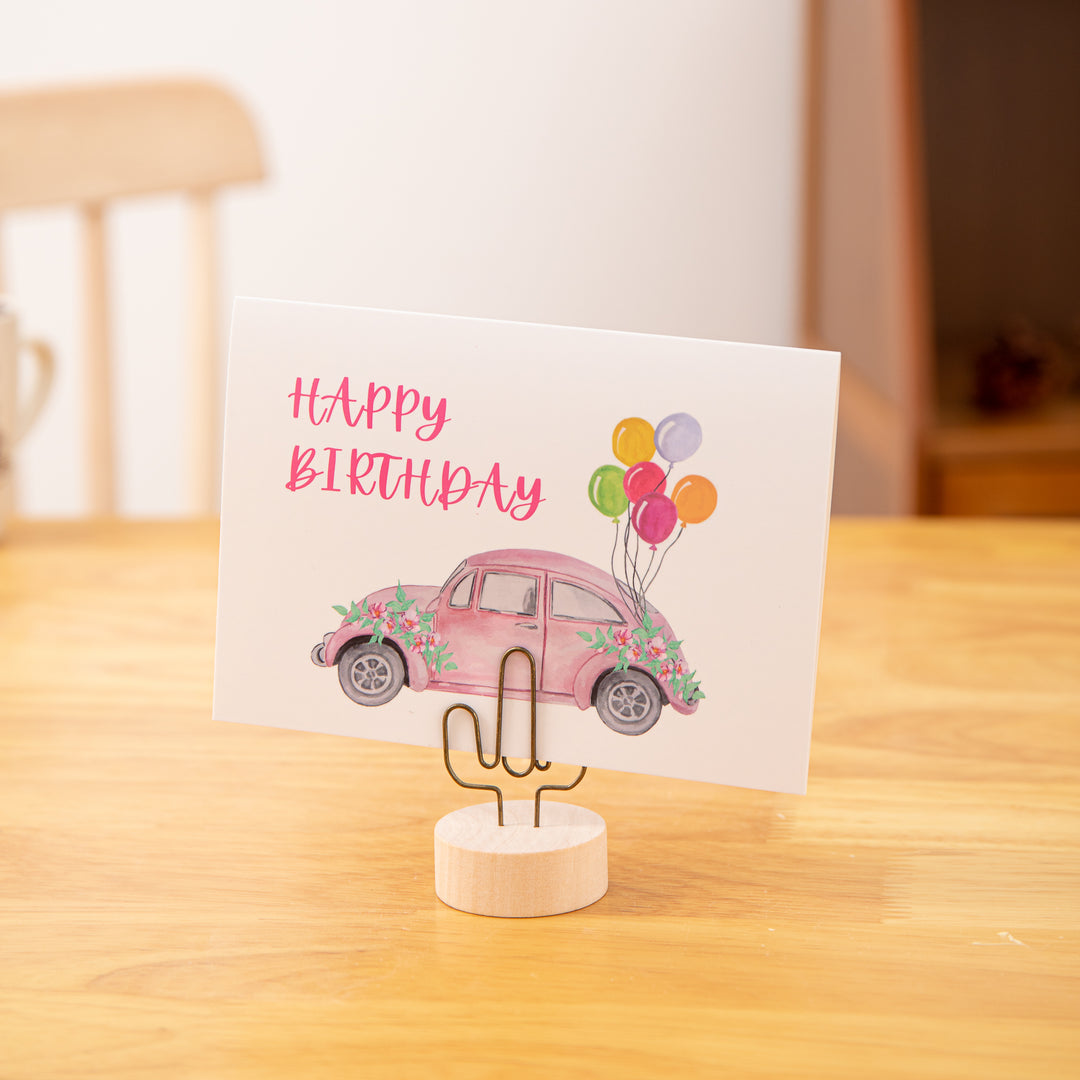 Wooden Card Note Holder - Cactus