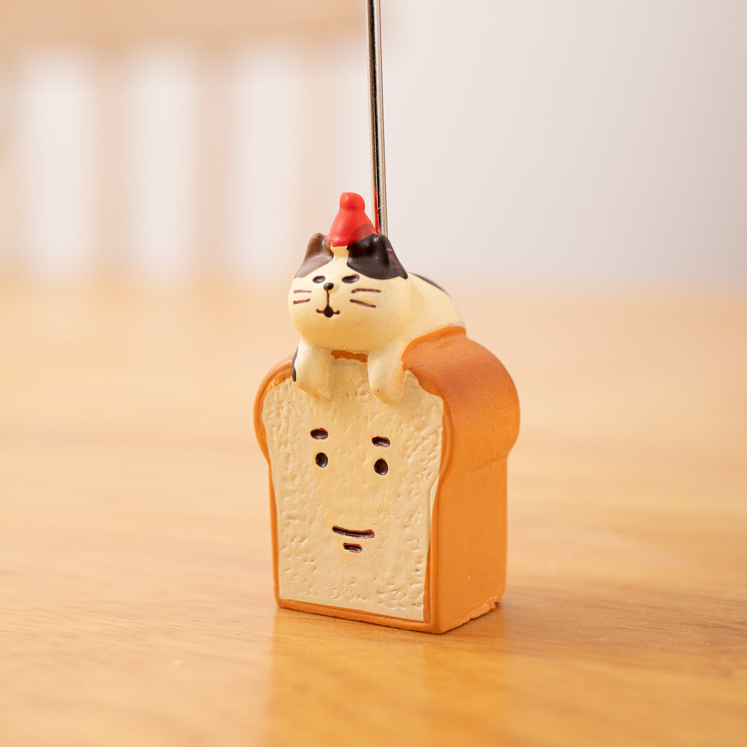 Wooden Card Note Holder - Toast Cat