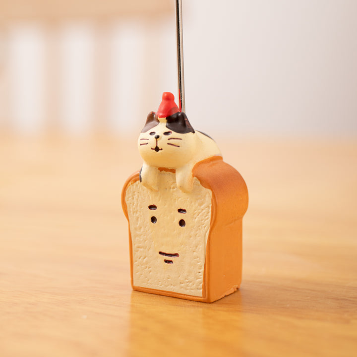 Wooden Card Note Holder - Toast Cat