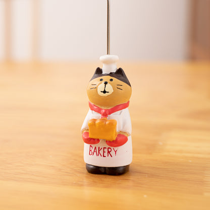 Wooden Card Note Holder - Bakery Cat