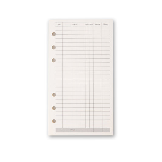 Refill Paper - Expense Tracker - A6 - 40 Sheets