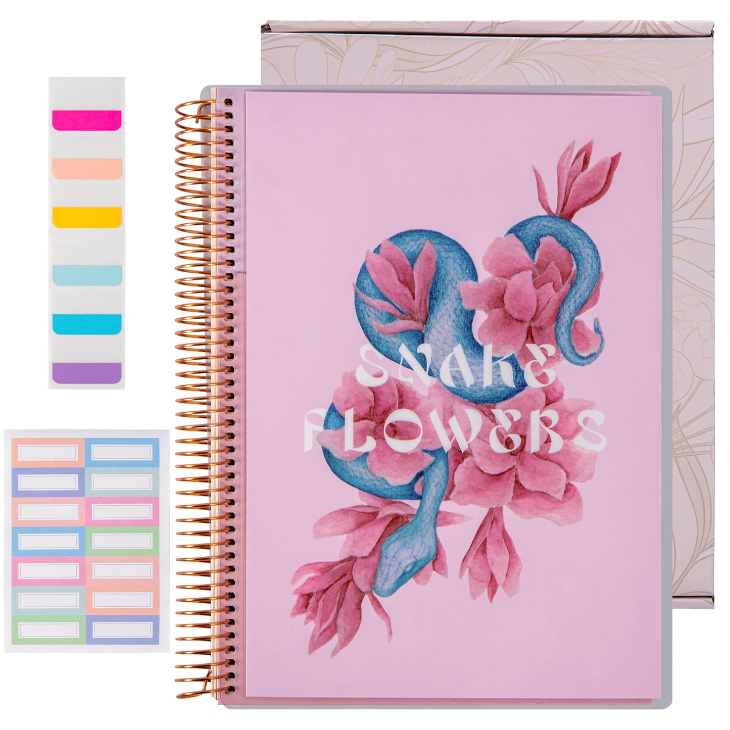 Snake & Flowers Spiral Notebook - A4