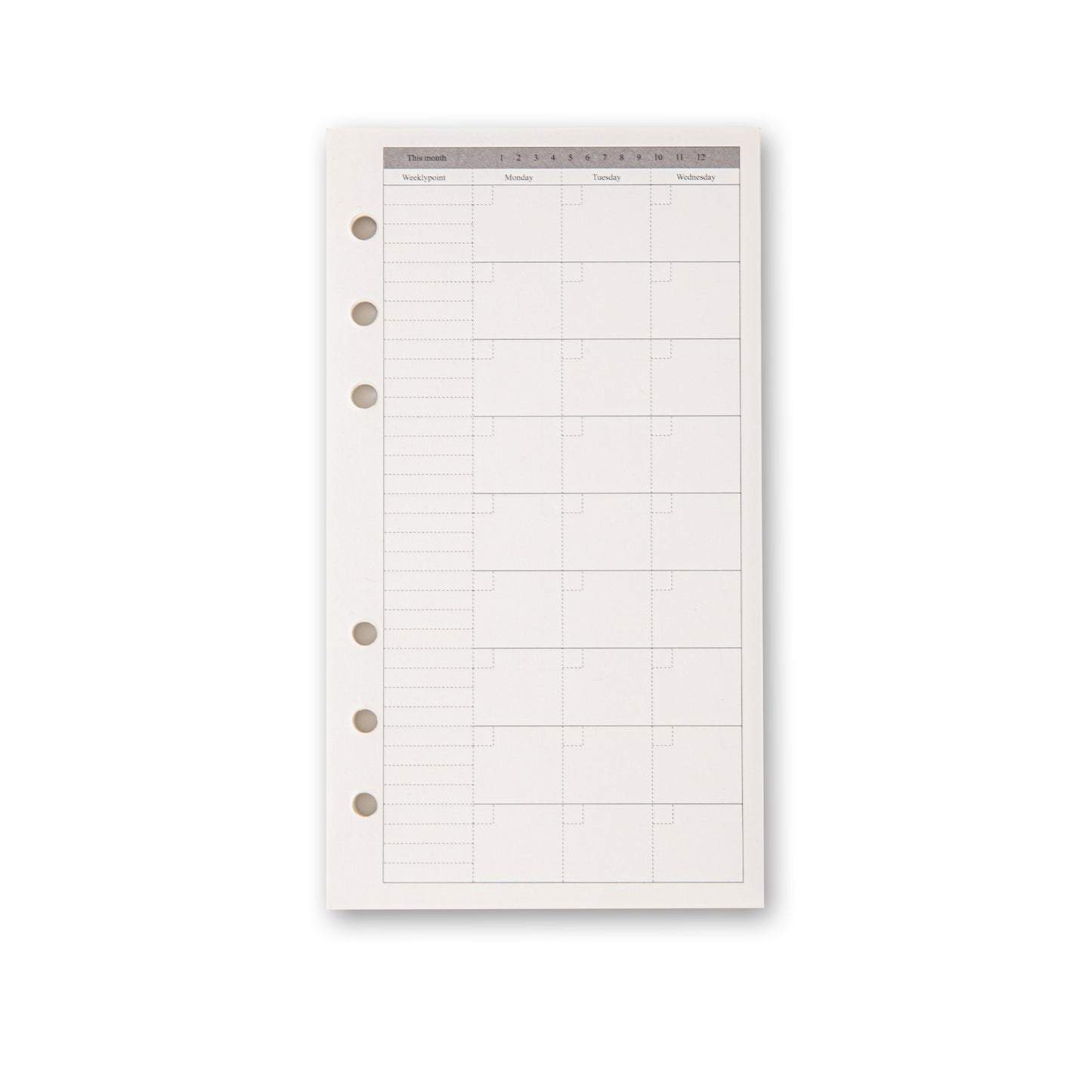 Refill Paper - Monthly Plan - A6 - 40 Sheets