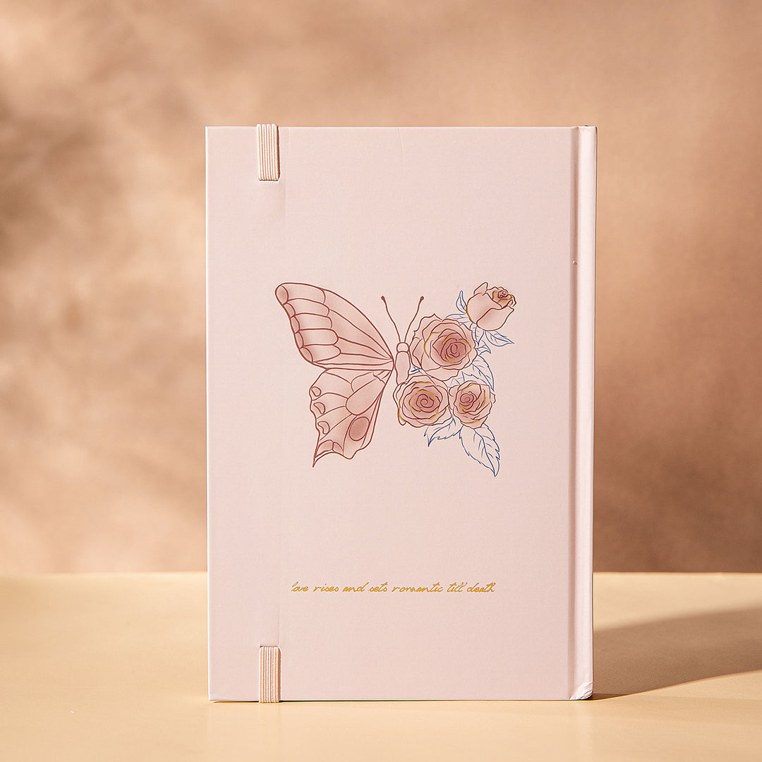 Hardcover Notebook - A5 - Rose and Poetry - Pink