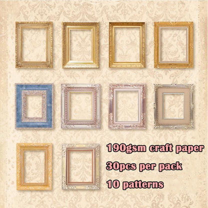 Vintage Frame Scrapbooking Paper - 30 Pcs