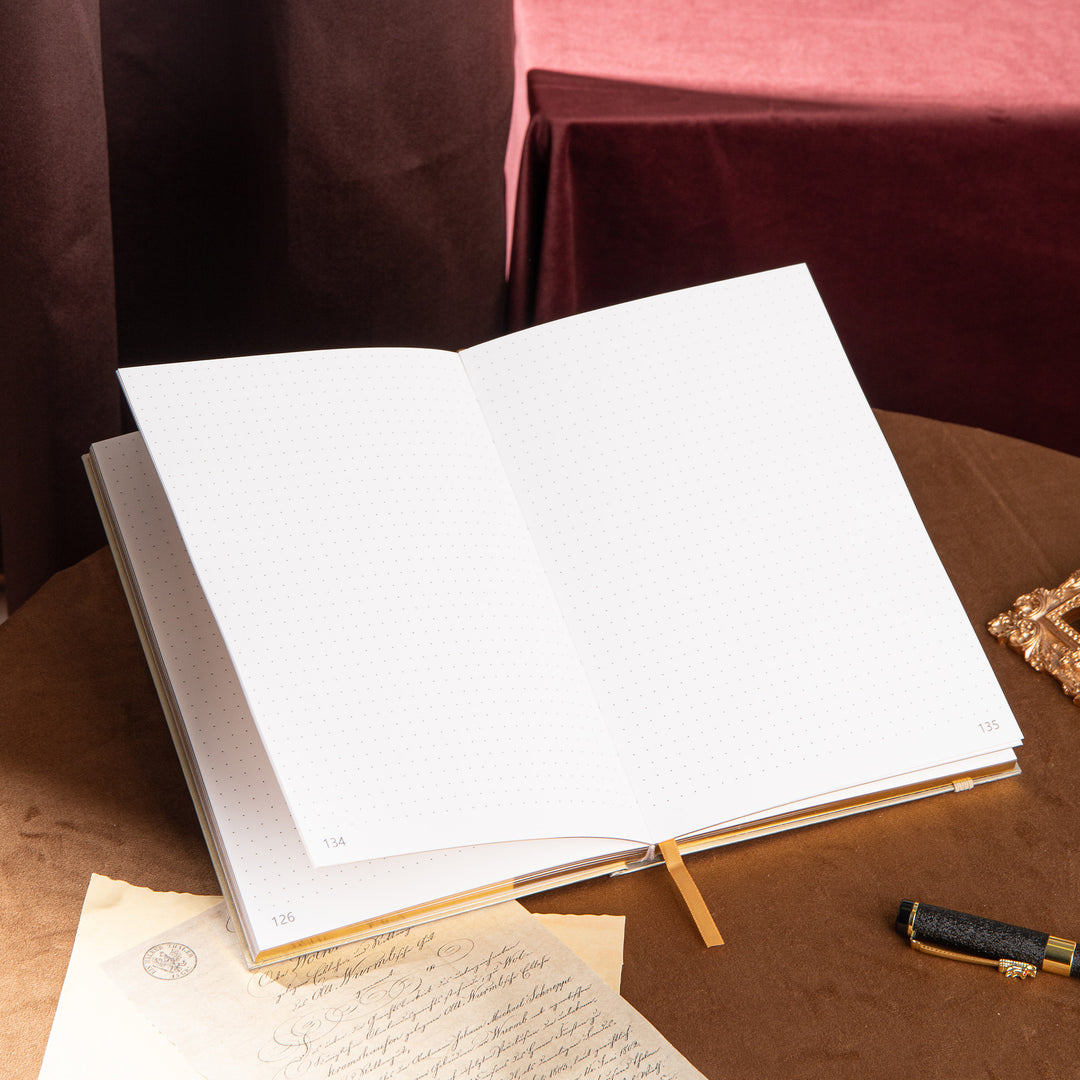 A5 Notebook Gold + 12 Colors Fineliner + 8 Pcs Stencils