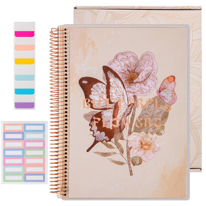 Butterfly & Flowers Spiral Notebook - A4