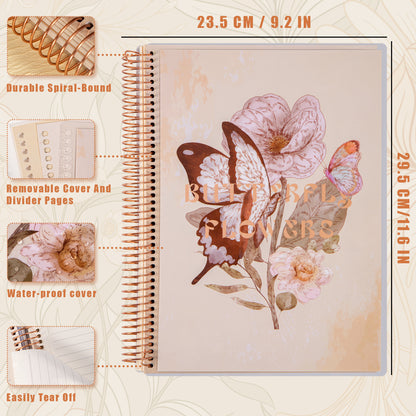 Butterfly & Flowers Spiral Notebook - A4