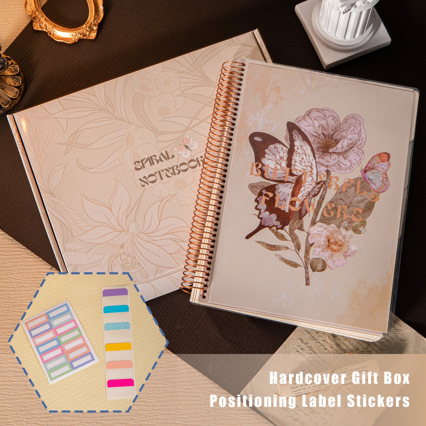 Butterfly & Flowers Spiral Notebook - A4