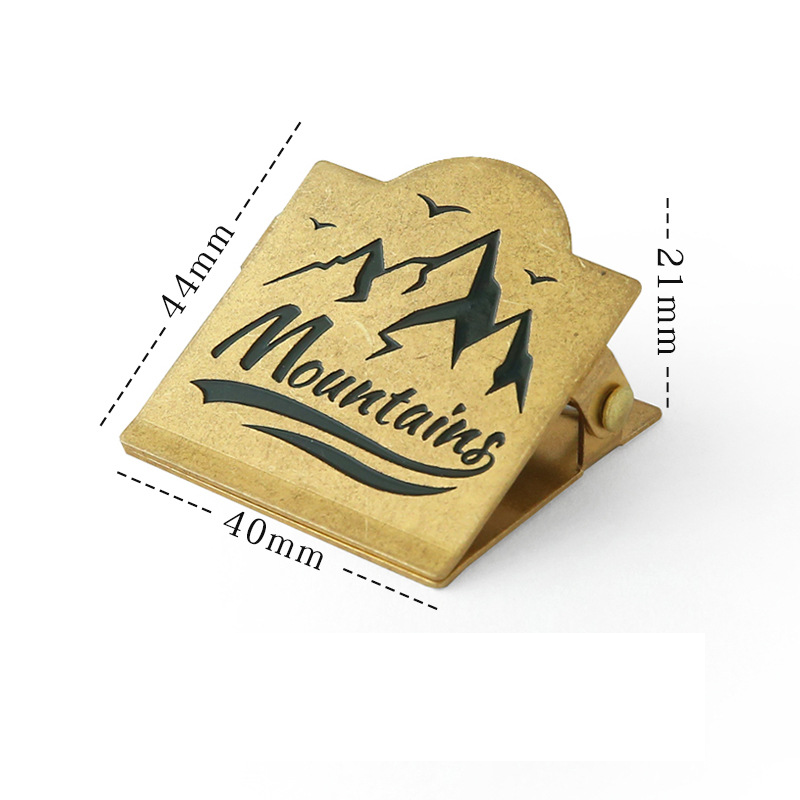 Vintage Brass Paper Clip - Mountains