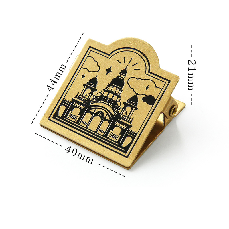 Vintage Brass Paper Clip - Castle