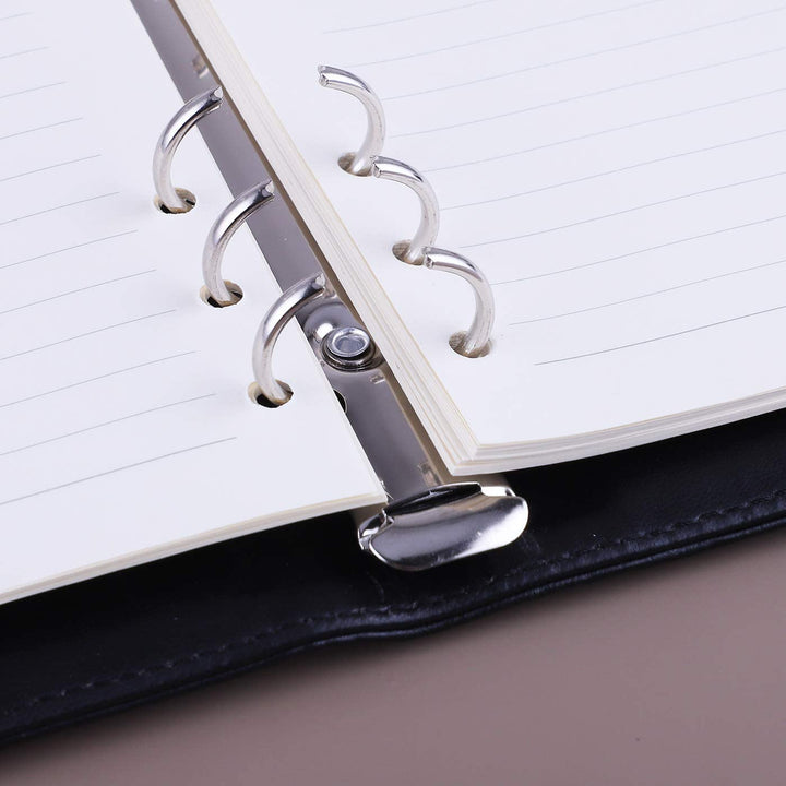 A5 PU Leather Binder 6-Ring Notebook Cover Refillable Personal Planner Budget Binder - tiefossi