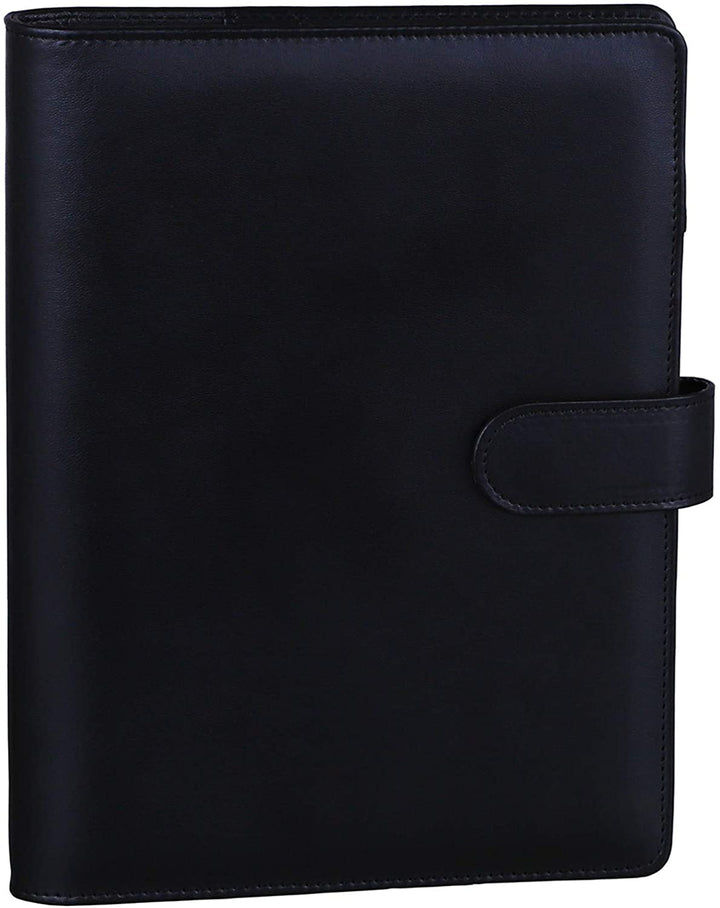 A5 PU Leather Binder 6-Ring Notebook Cover Refillable Personal Planner Budget Binder - tiefossi