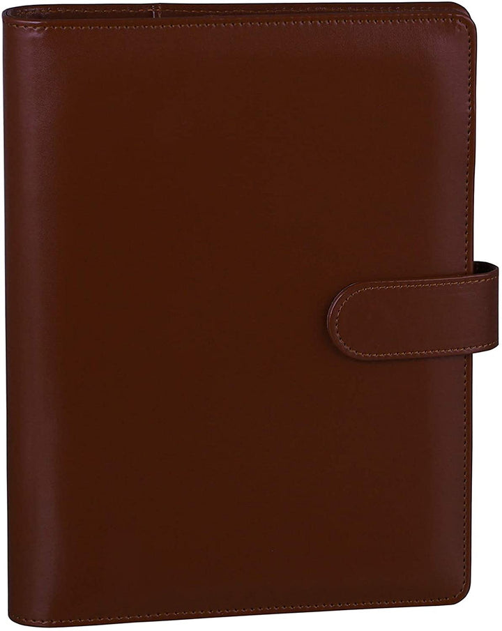 A5 PU Leather Binder 6-Ring Notebook Cover Refillable Personal Planner Budget Binder - tiefossi