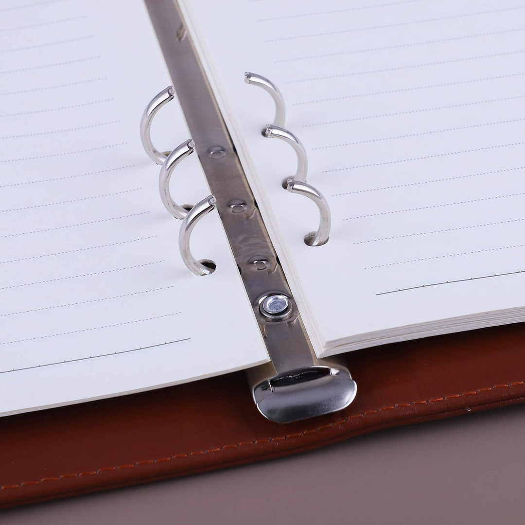 A5 PU Leather Binder 6-Ring Notebook Cover Refillable Personal Planner Budget Binder - tiefossi