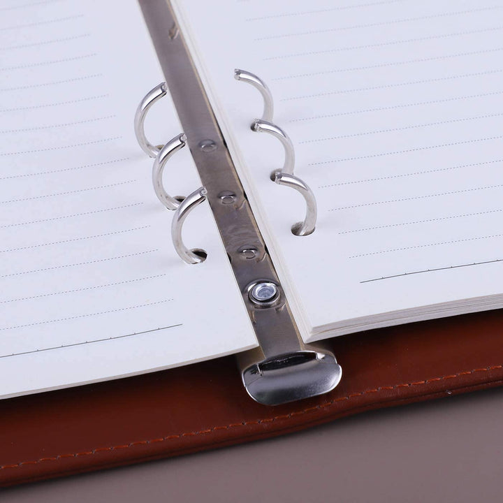 A5 PU Leather Binder 6-Ring Notebook Cover Refillable Personal Planner Budget Binder - tiefossi