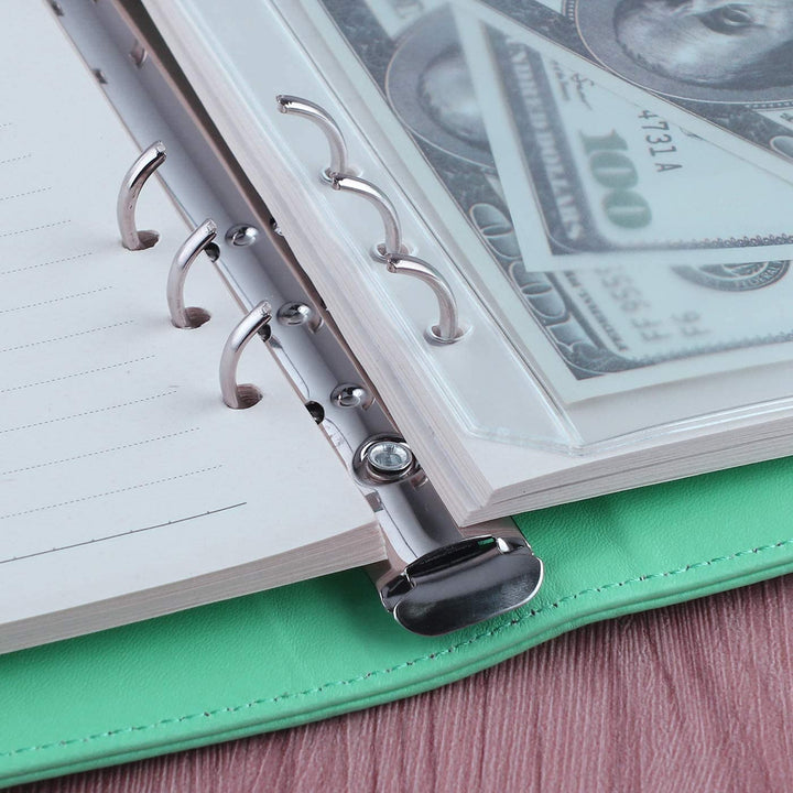 A5 PU Leather Binder 6-Ring Notebook Cover Refillable Personal Planner Budget Binder - tiefossi