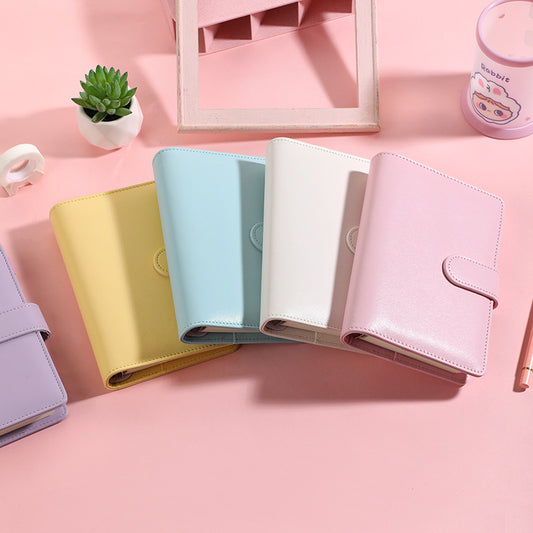 A5 PU Leather Binder 6-Ring Notebook Cover Refillable Personal Planner Budget Binder - tiefossi