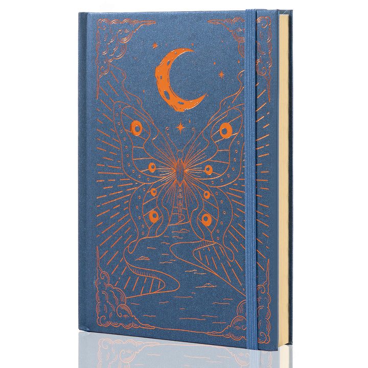 Hardcover Moon Butterfly Notebook - A5 - Dotted - Blue
