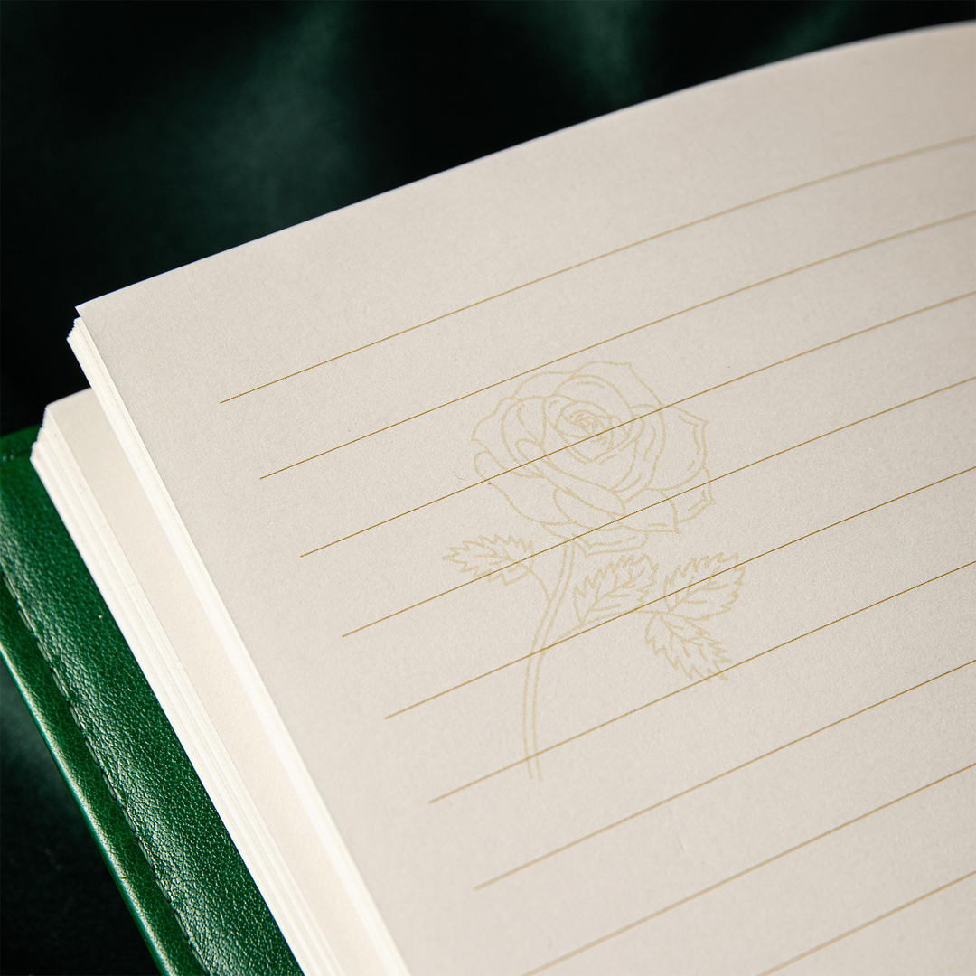 Leather 3D Vintage Flower Lock Journal - B6 - Ruled - Green