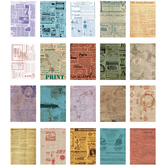 Vintage Scrapbooking Paper Pad - Newspaper - 20 Sheets
