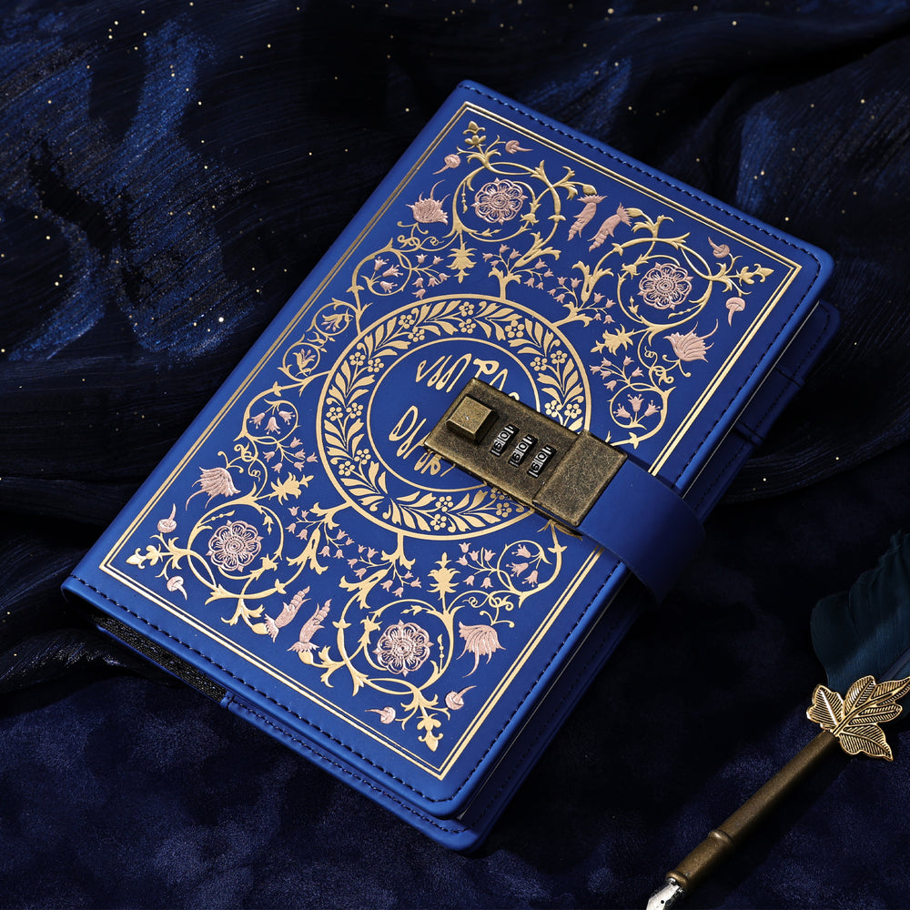 TIEFOSSI Locked Diary for Women, Vintage Flower Journal with Combination Lock B6 Writing Secret Notebook for Girls,  Refillable Ruled Lined Paper - tiefossi